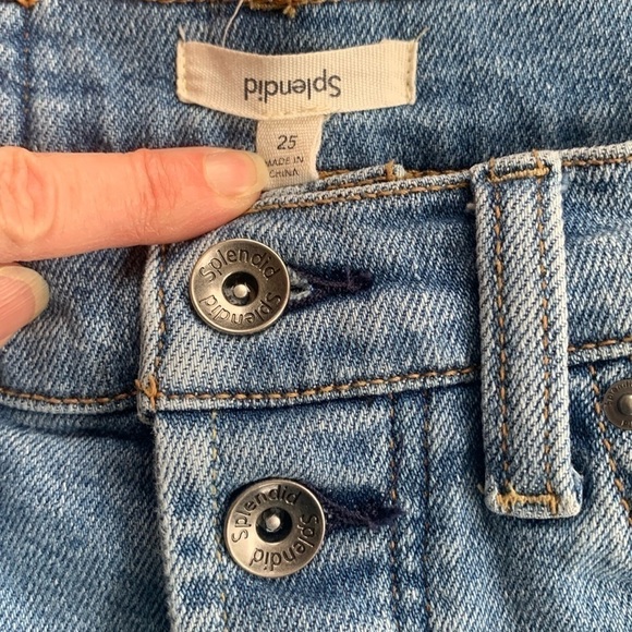 Splendid High Rise Flared Leg Button Fly Light Wash Destroyed Hem Jean Size 25 - Picture 6 of 13